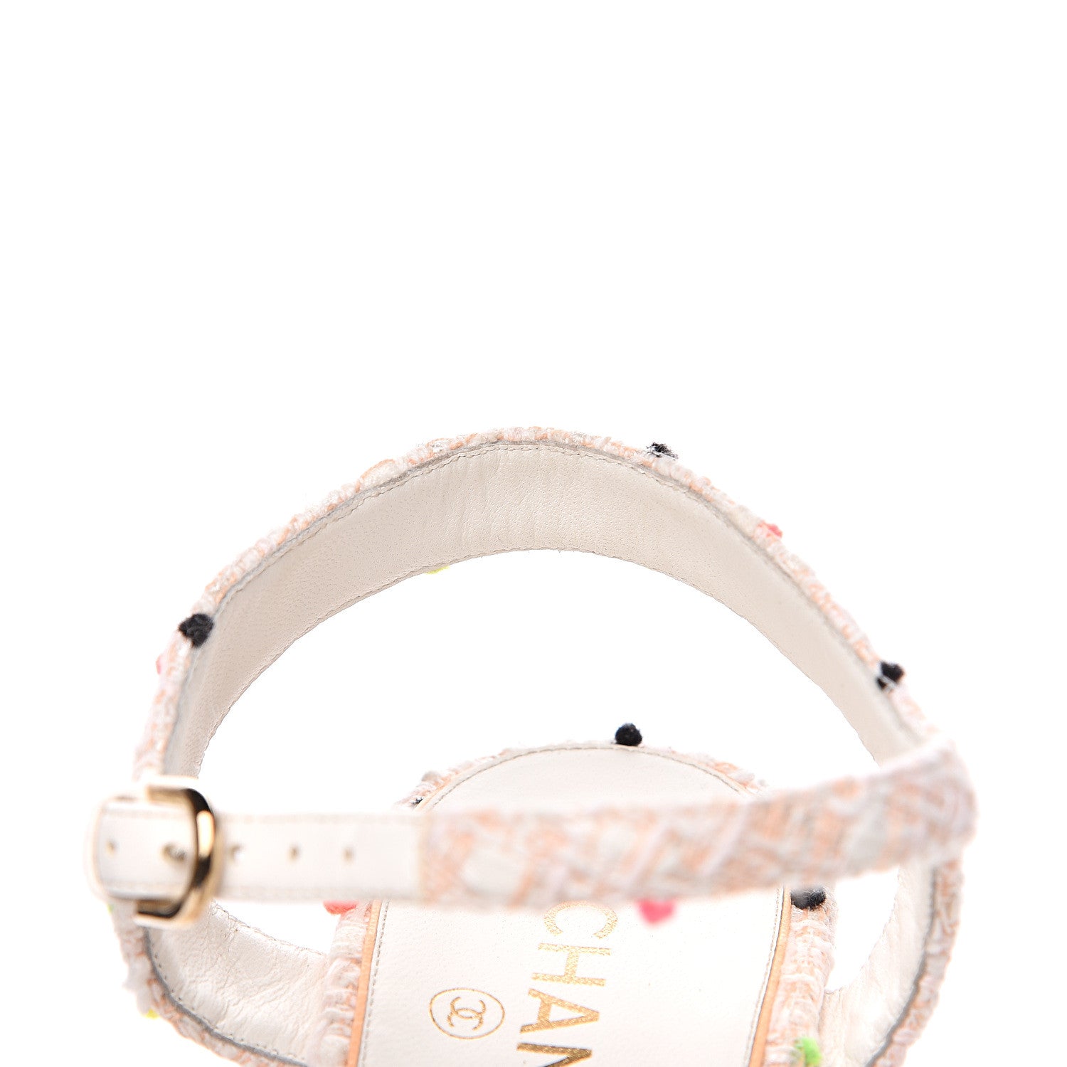 Chanel Tweed Chain Platform Sandals 41 Coral White 8 of 10