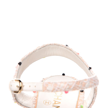 Chanel Tweed Chain Platform Sandals 41 Coral White 8 of 10