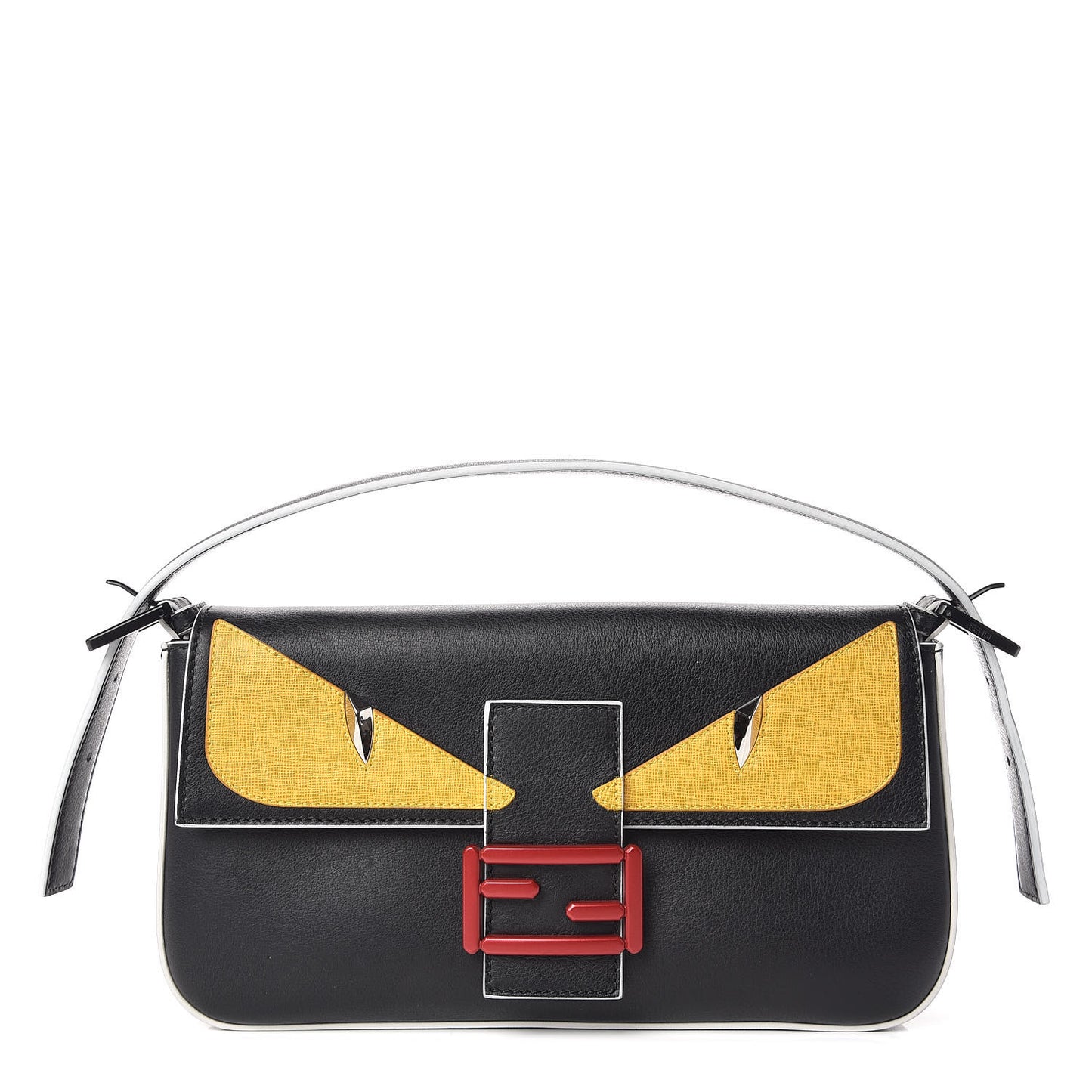 Vitello Dolce Elite Monster Eyes Bi-Color Baguette Black Yellow