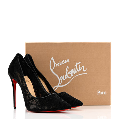 Christian Louboutin Veau Velours Florale Lace Follies 100 Pumps 40.5 Black 13 of 13