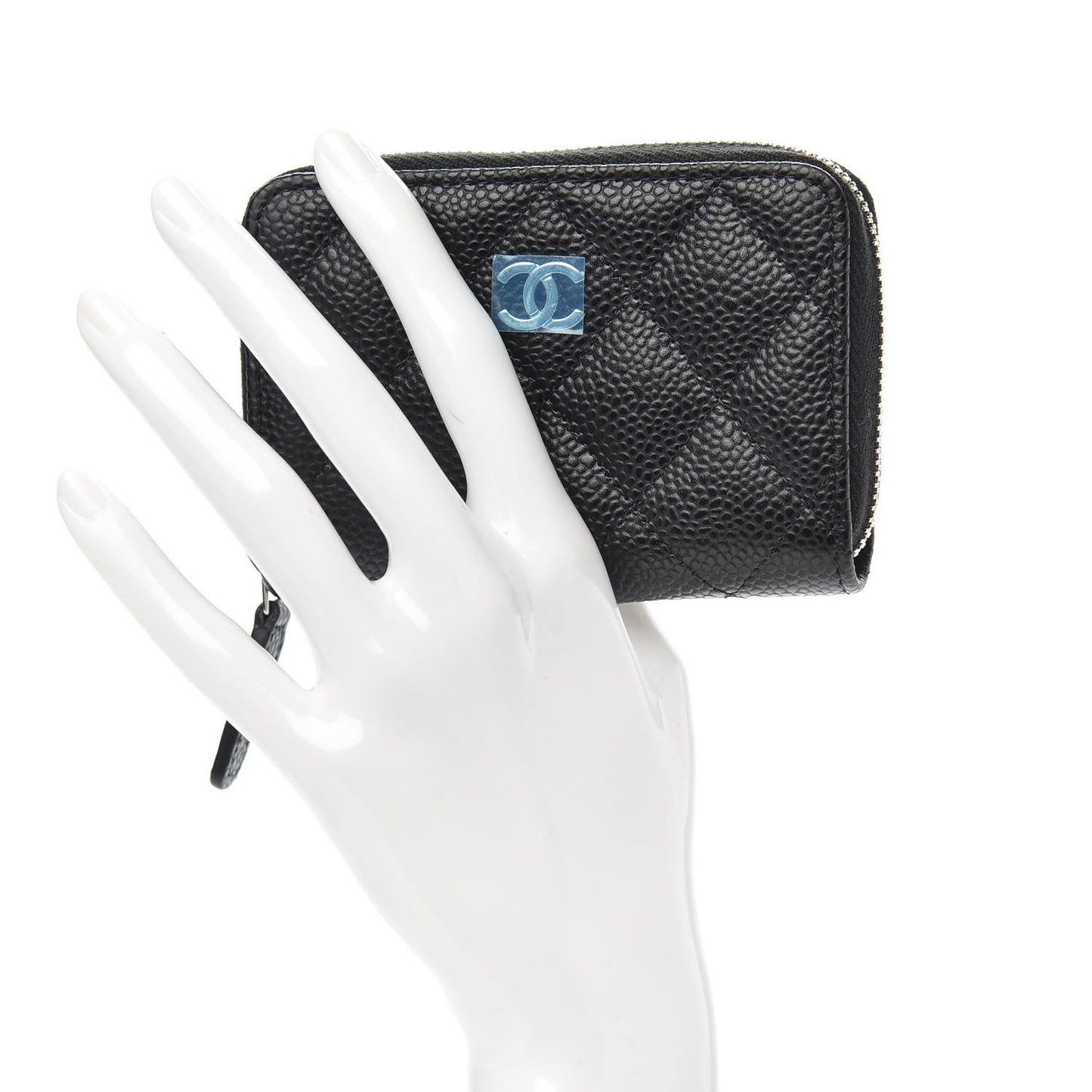 Caviar Quilted Zip Coin Purse Black