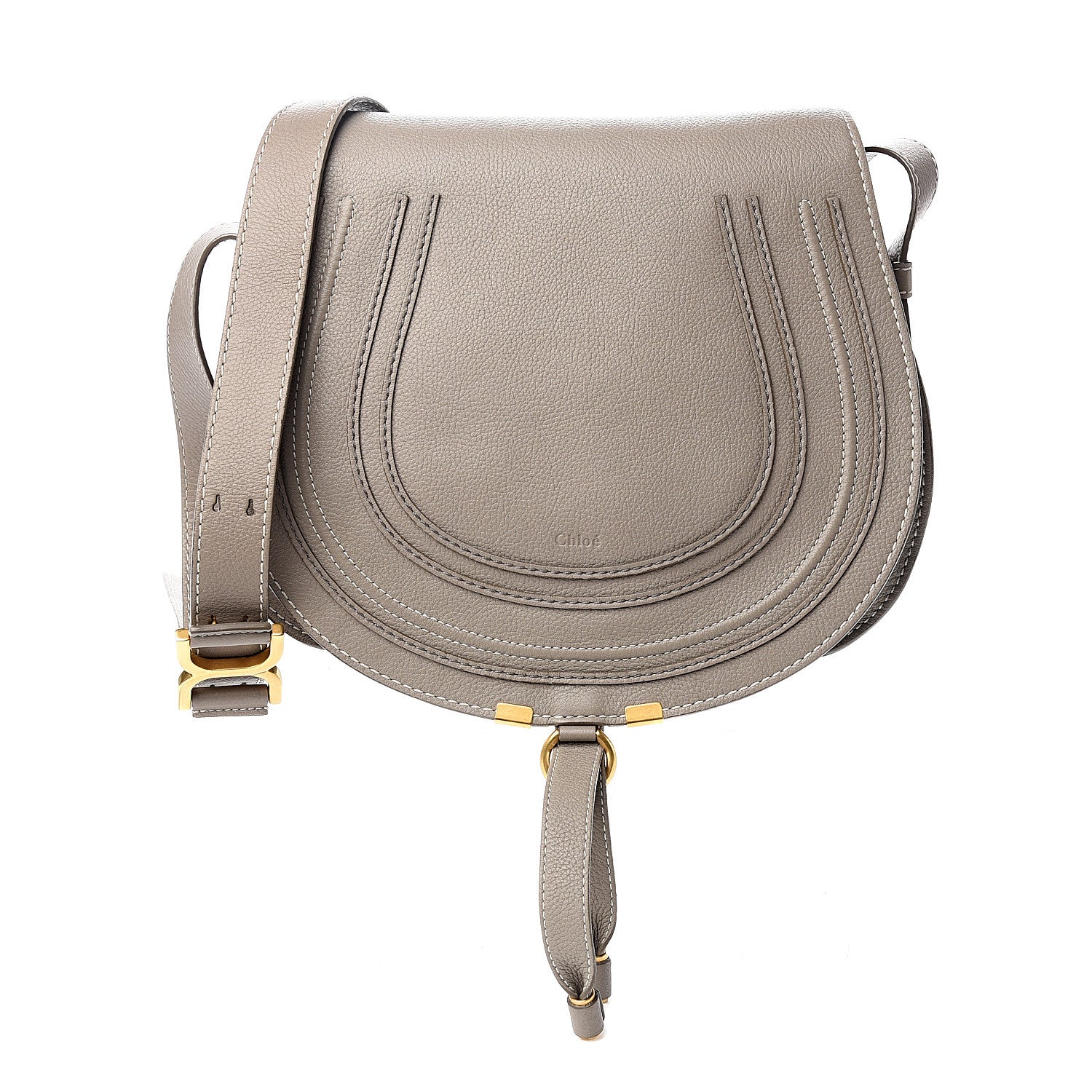 Chloe Calfskin Medium Marcie Round Crossbody Bag Cashmere Grey 1 of 9