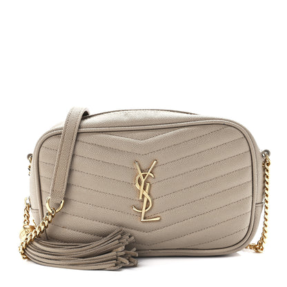 Saint Laurent Grain De Poudre Matelasse Monogram Mini Lou Camera Bag Dark Beige 1 of 11