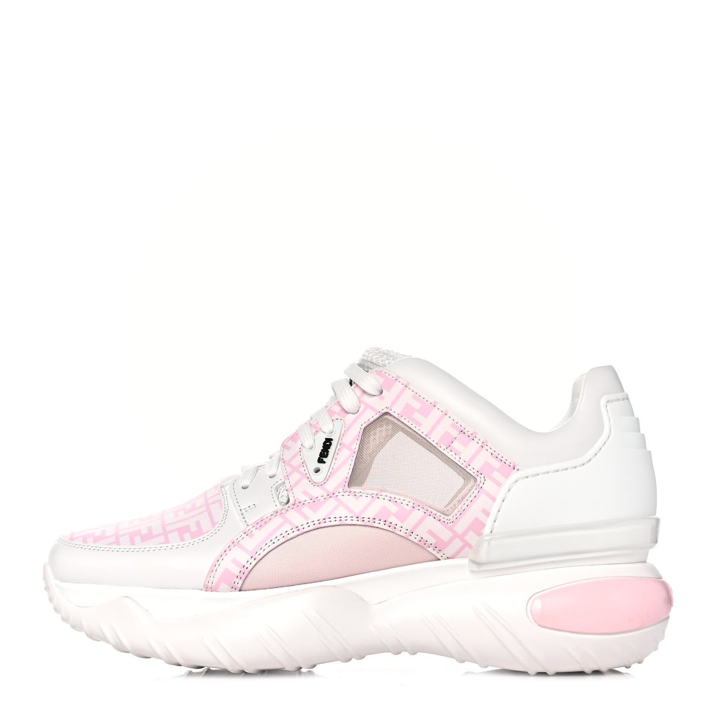 Calfskin Mesh FF Mens Chunky Sneakers 8 Pink White