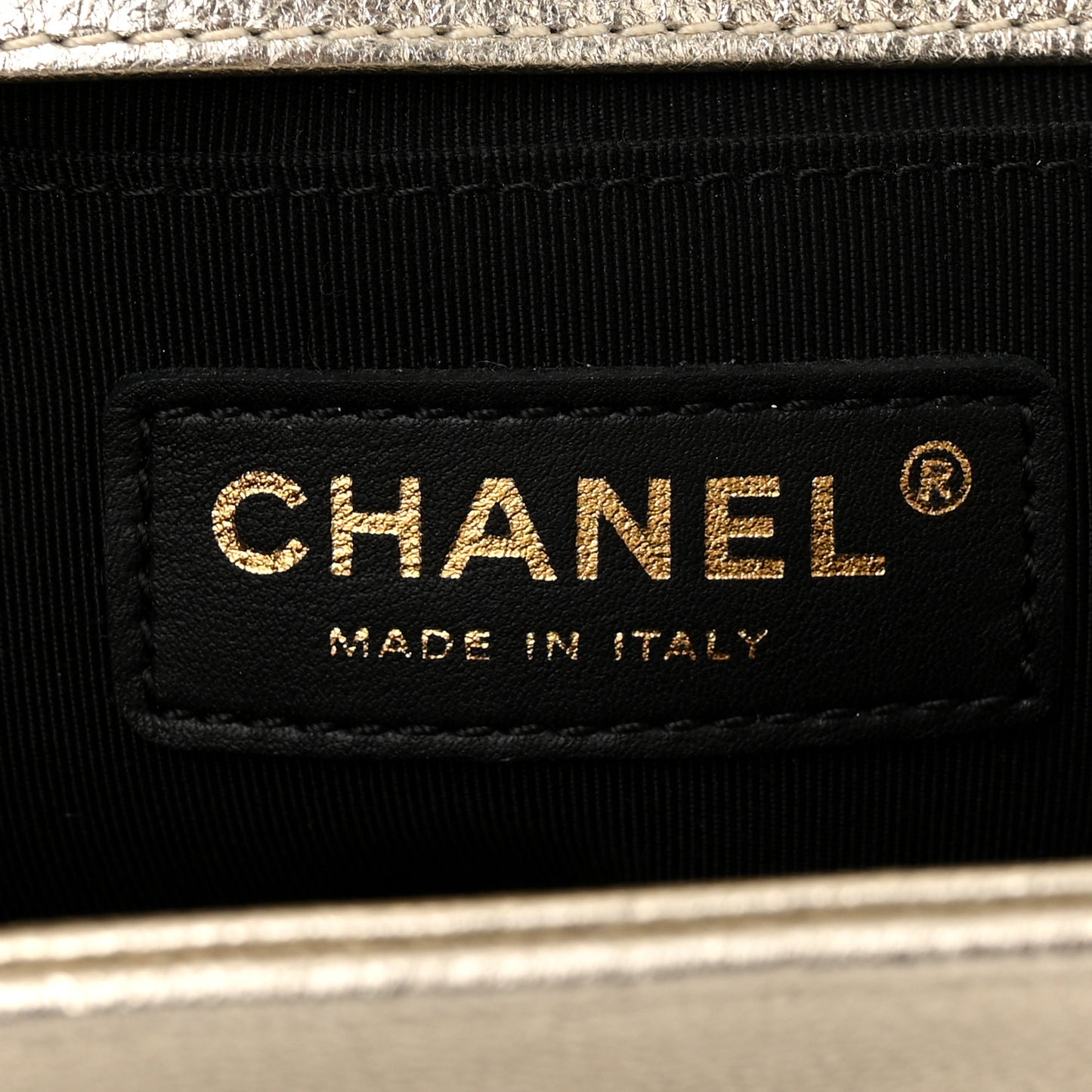 Metallic Goatskin Calfskin Medium Boy Flap Gold Black