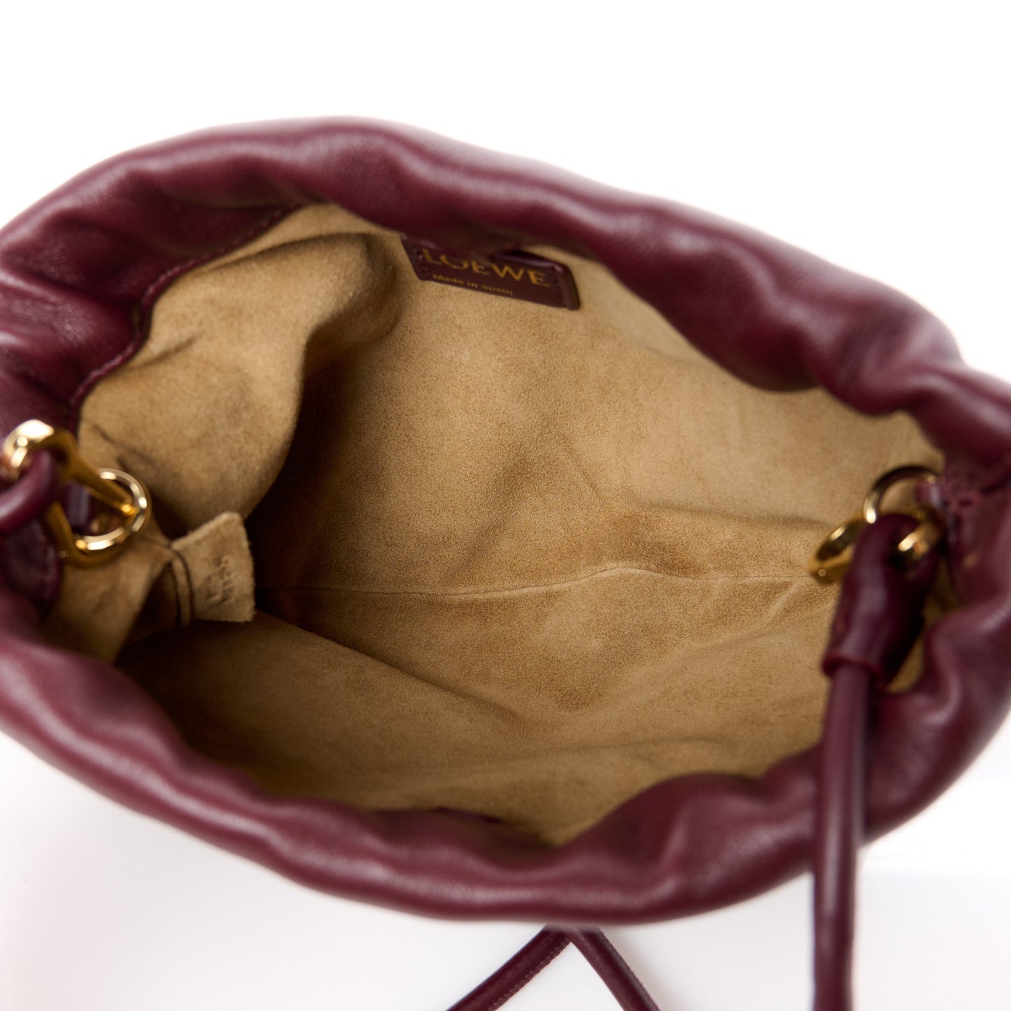 Mellow Nappa Lambskin Mini Flamenco Knot Clutch With Chain Dark Burgundy