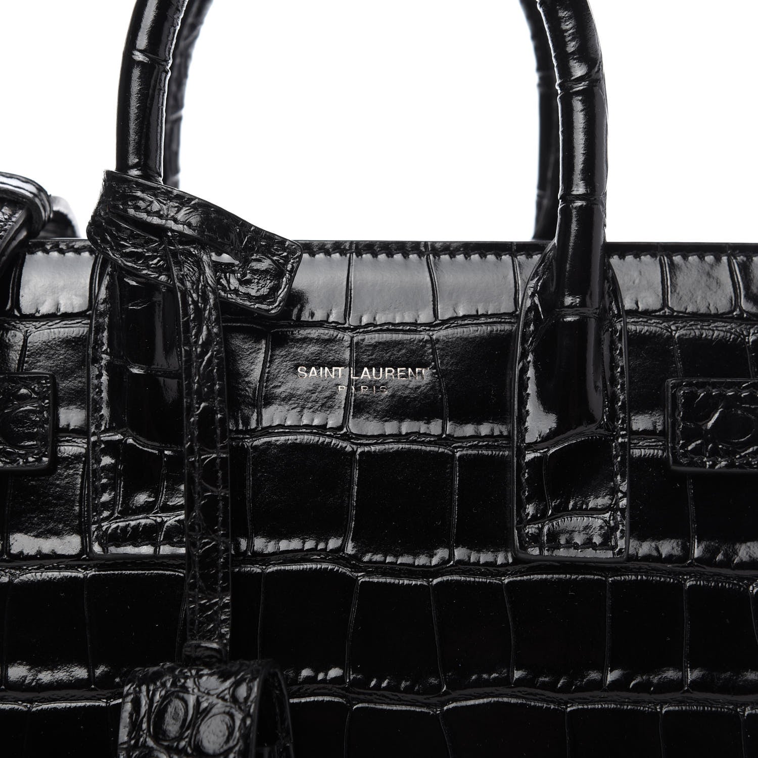 Saint Laurent Calfskin Crocodile Embossed Nano Sac De Jour Black 9 of 9