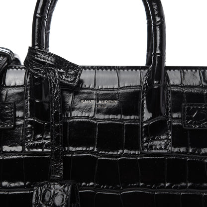 Saint Laurent Calfskin Crocodile Embossed Nano Sac De Jour Black 9 of 9