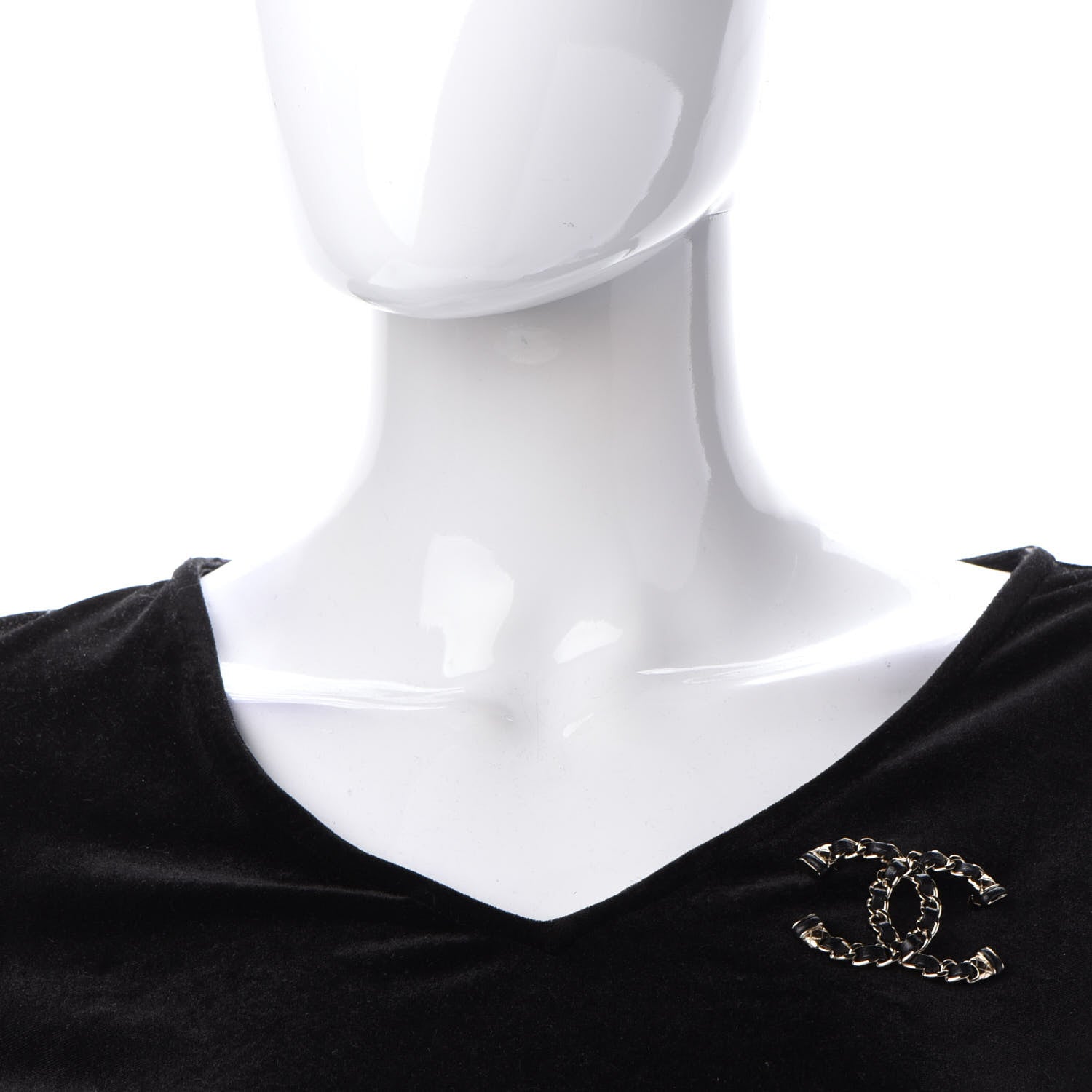 Chanel Lambskin Chain CC Brooch Black Gold 2 of 5
