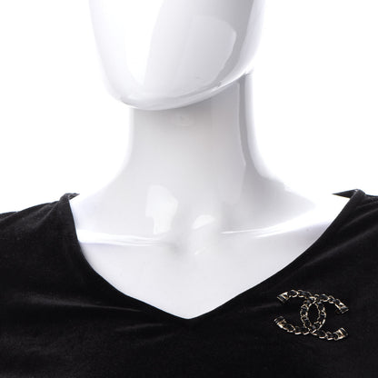 Chanel Lambskin Chain CC Brooch Black Gold 2 of 5