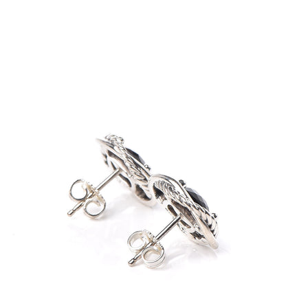 David Yurman Sterling Silver Black Onyx 7mm Infinity Earrings 3 of 5