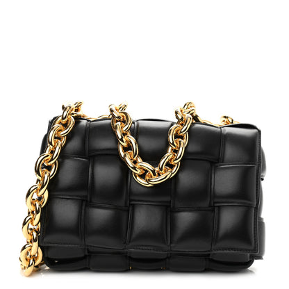 Bottega Veneta Lambskin Maxi Intreccio Padded Chain Cassette Crossbody Bag Black 1 of 10