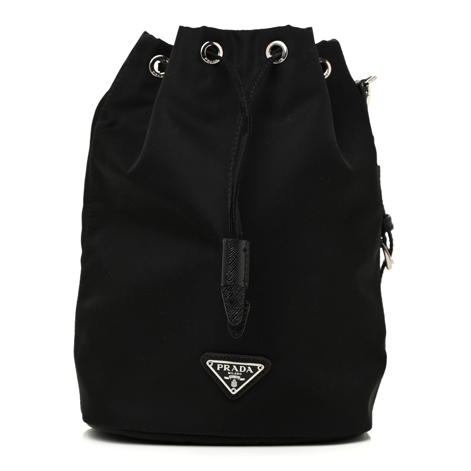 Prada Saffiano Tessuto Nylon Vela Bucket Wristlet Black 1 of 10