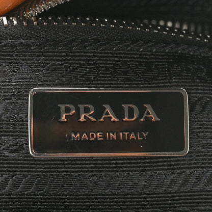 Prada Soft Calfskin Bowling Crossbody Bag Cognac White 5 of 7