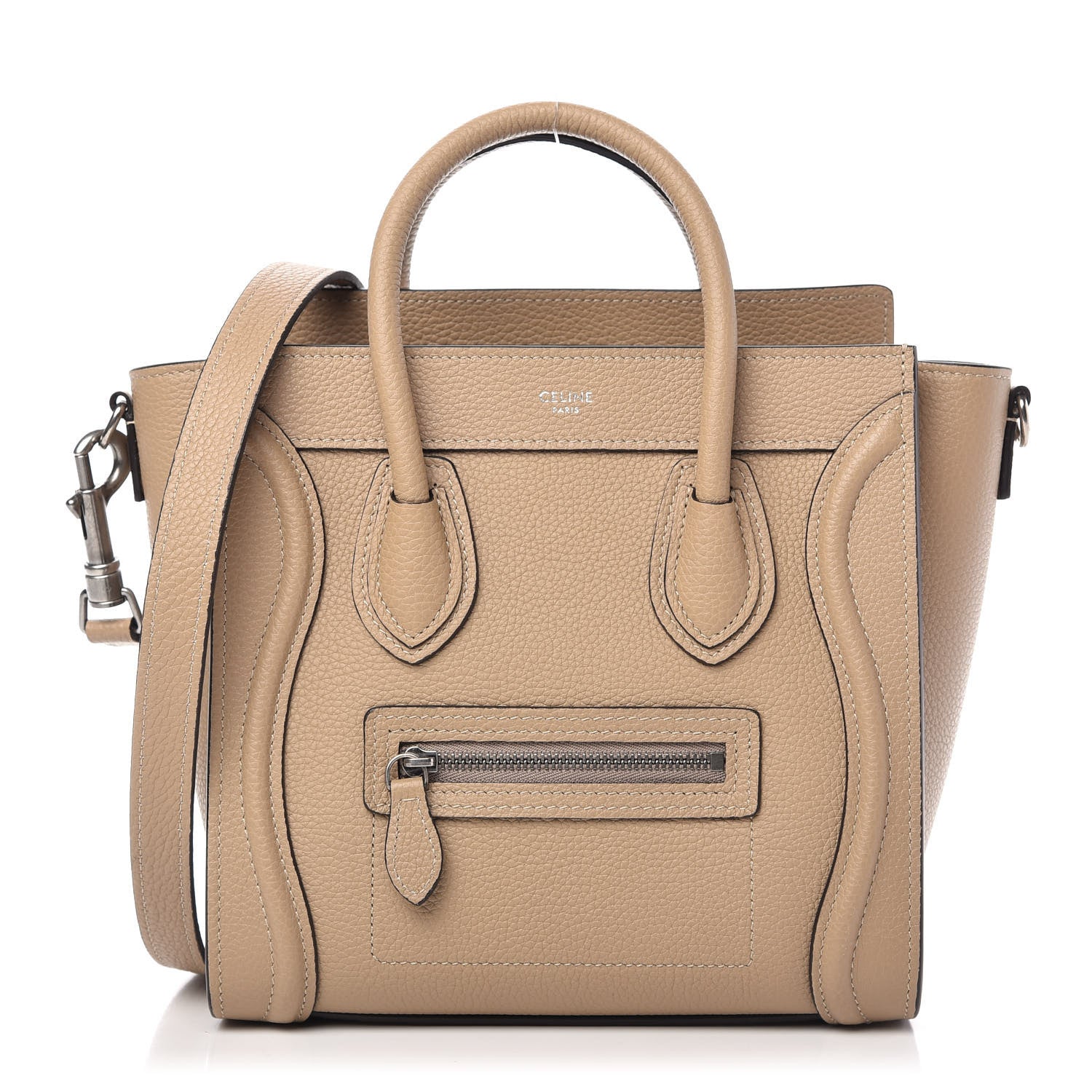 Celine Drummed Calfskin Nano Luggage Dune 1 of 10