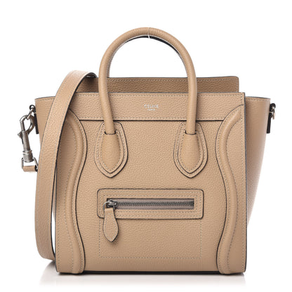 Celine Drummed Calfskin Nano Luggage Dune 1 of 10