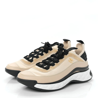 Chanel Velvet Calfskin Mixed Fibers CC Sneakers 41 Beige 3 of 8