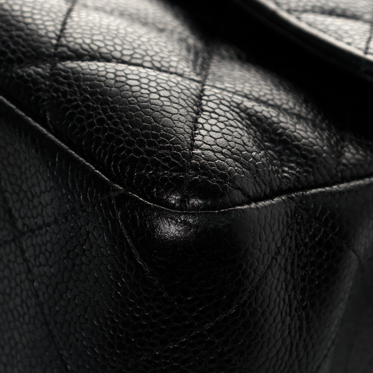 Caviar Quilted Jumbo Double Flap Black