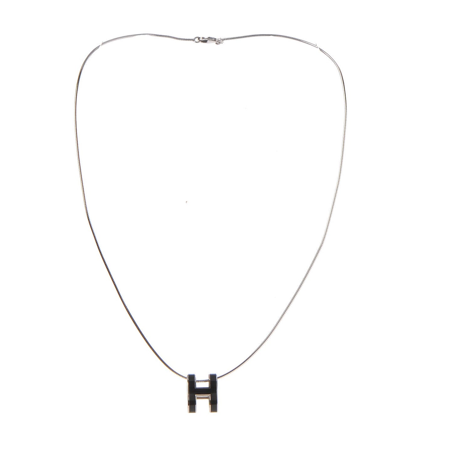 Lacquered Pop H Pendant Necklace Black