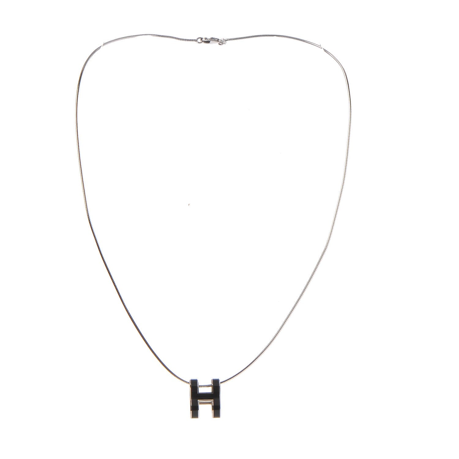 Hermes Lacquered Pop H Pendant Necklace Black 3 of 6