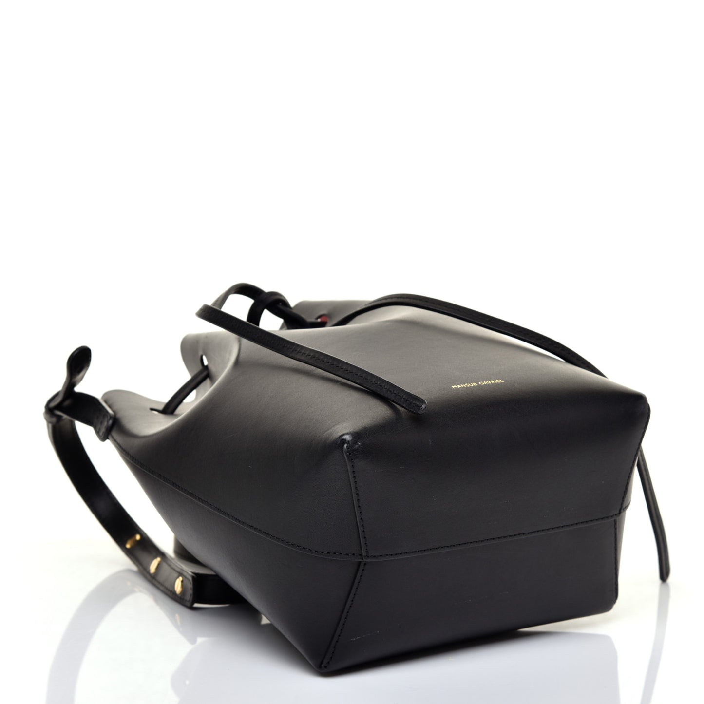 Vegetable Tanned Calfskin Mini Bucket Bag Black Flamma