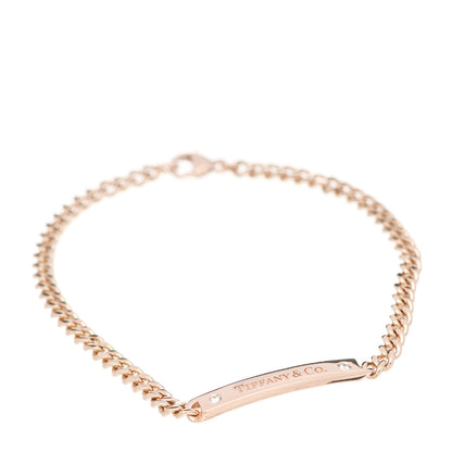 Tiffany 18K Rose Gold Diamond Micro Link ID Chain Bracelet 1 of 5