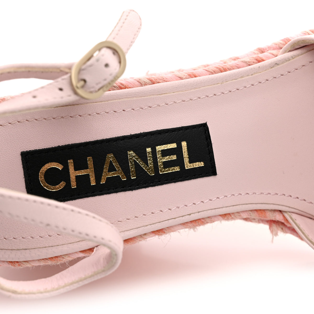 Chanel Lambskin Grosgrain CC Espadrilles Wedges 38 Pink Black 9 of 11