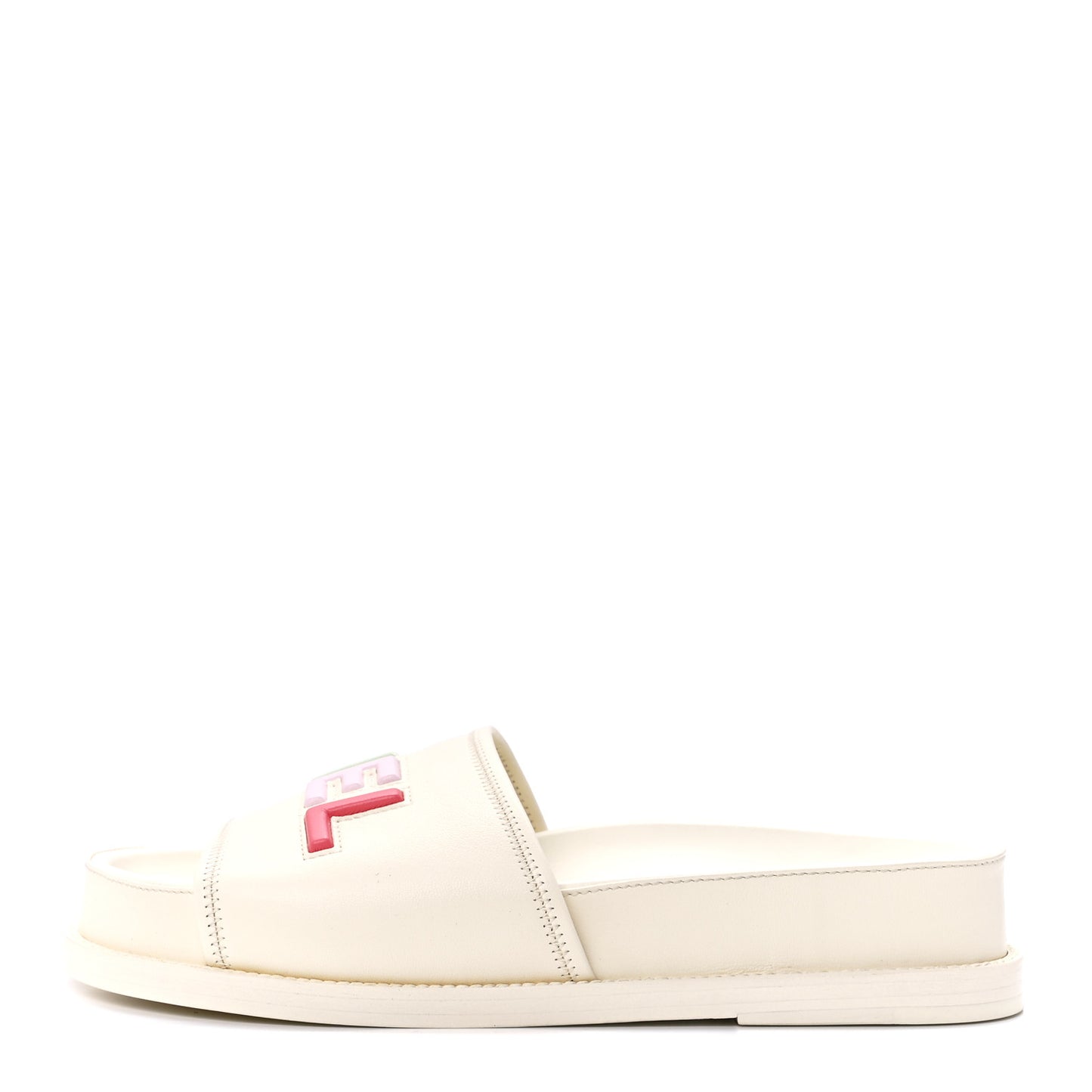 Lambskin Cha-Nel Mule Sandals 38.5 Ivory Multicolor