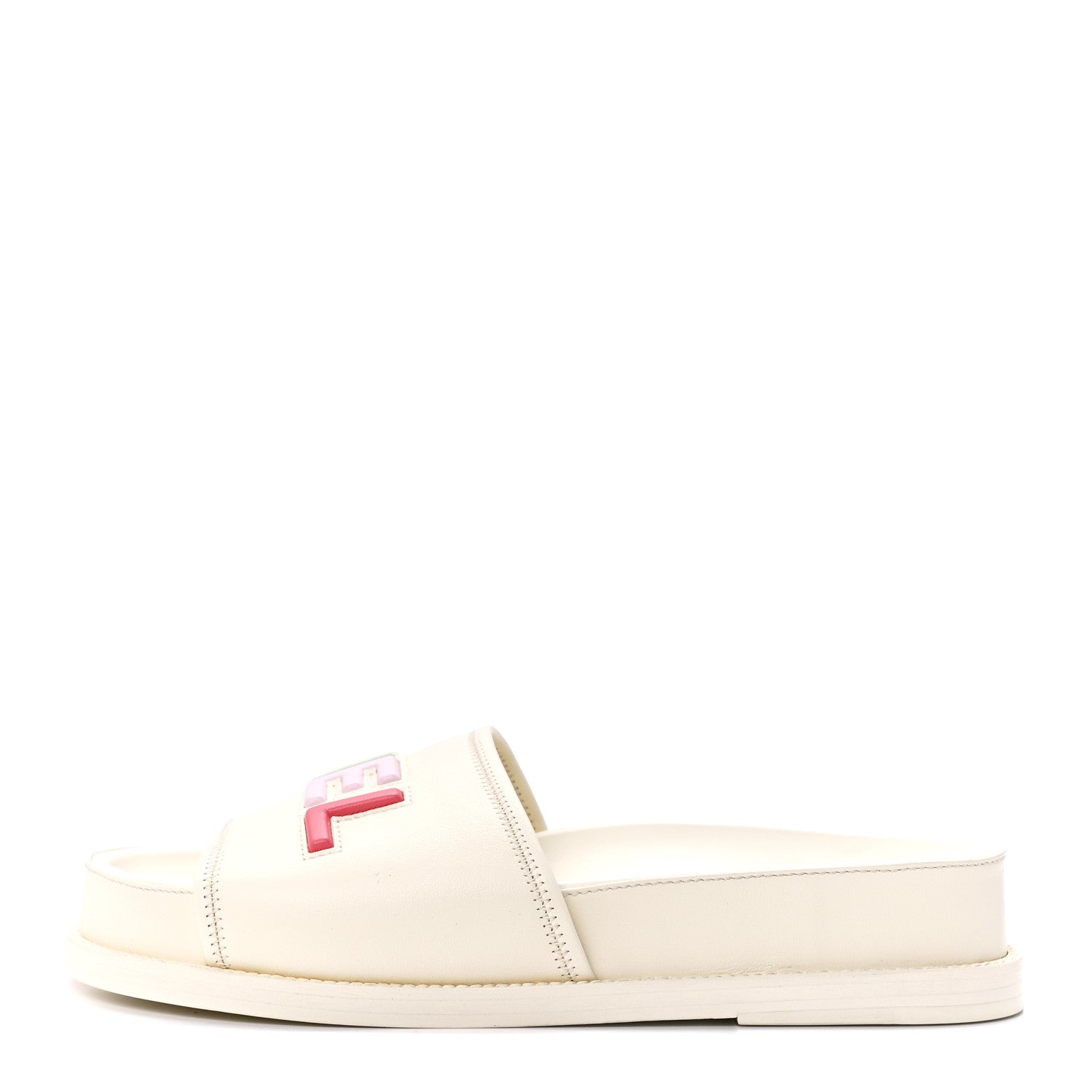 Chanel Lambskin Cha-Nel Mule Sandals 38.5 Ivory Multicolor 1 of 8