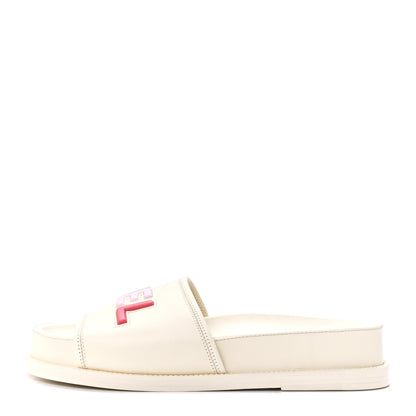 Chanel Lambskin Cha-Nel Mule Sandals 38.5 Ivory Multicolor 1 of 8