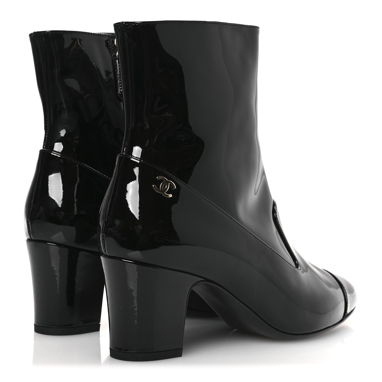 Chanel Patent Calfskin Ankle Boots 38.5 Black 5 of 11