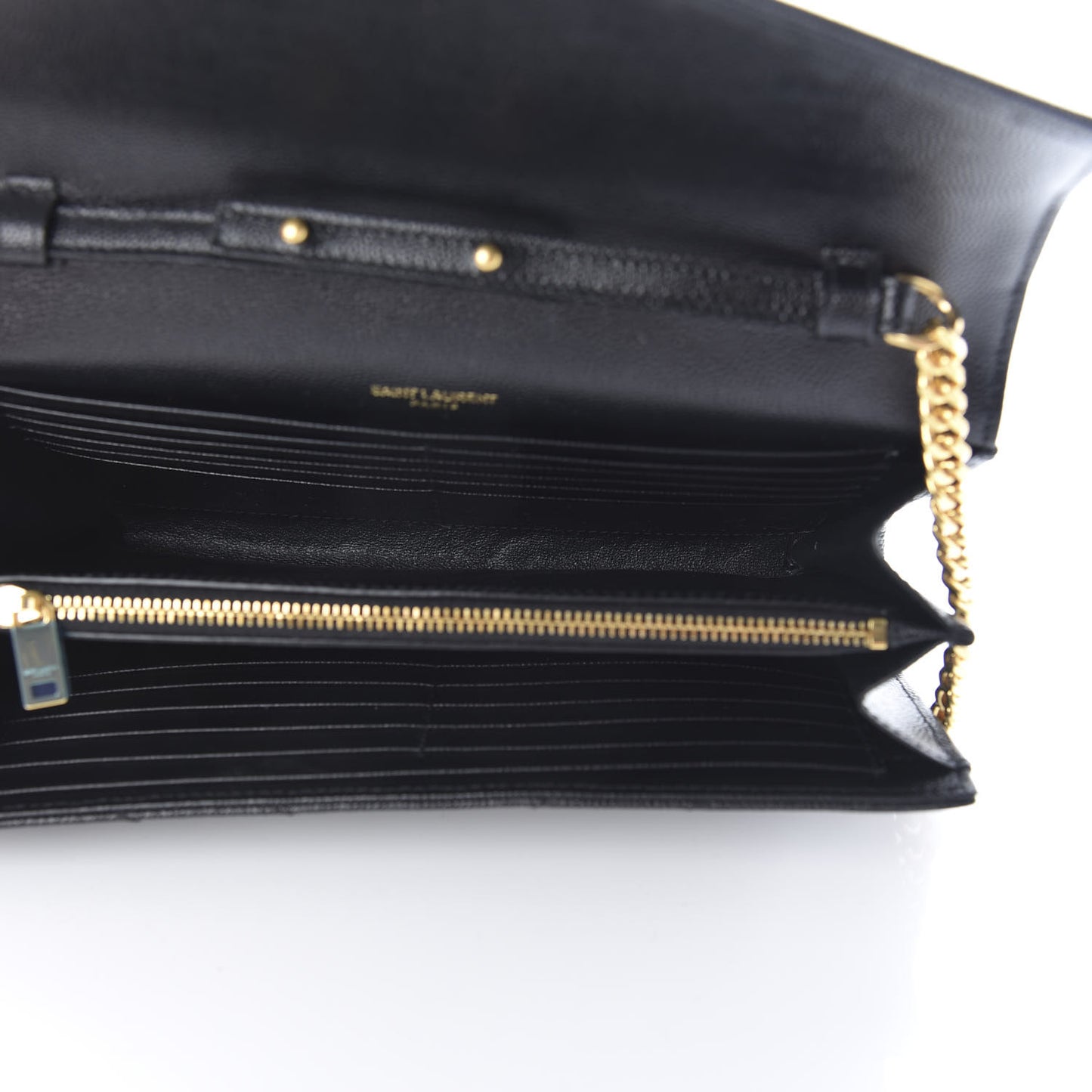 Grain De Poudre Matelasse Chevron Monogram Chain Wallet Black
