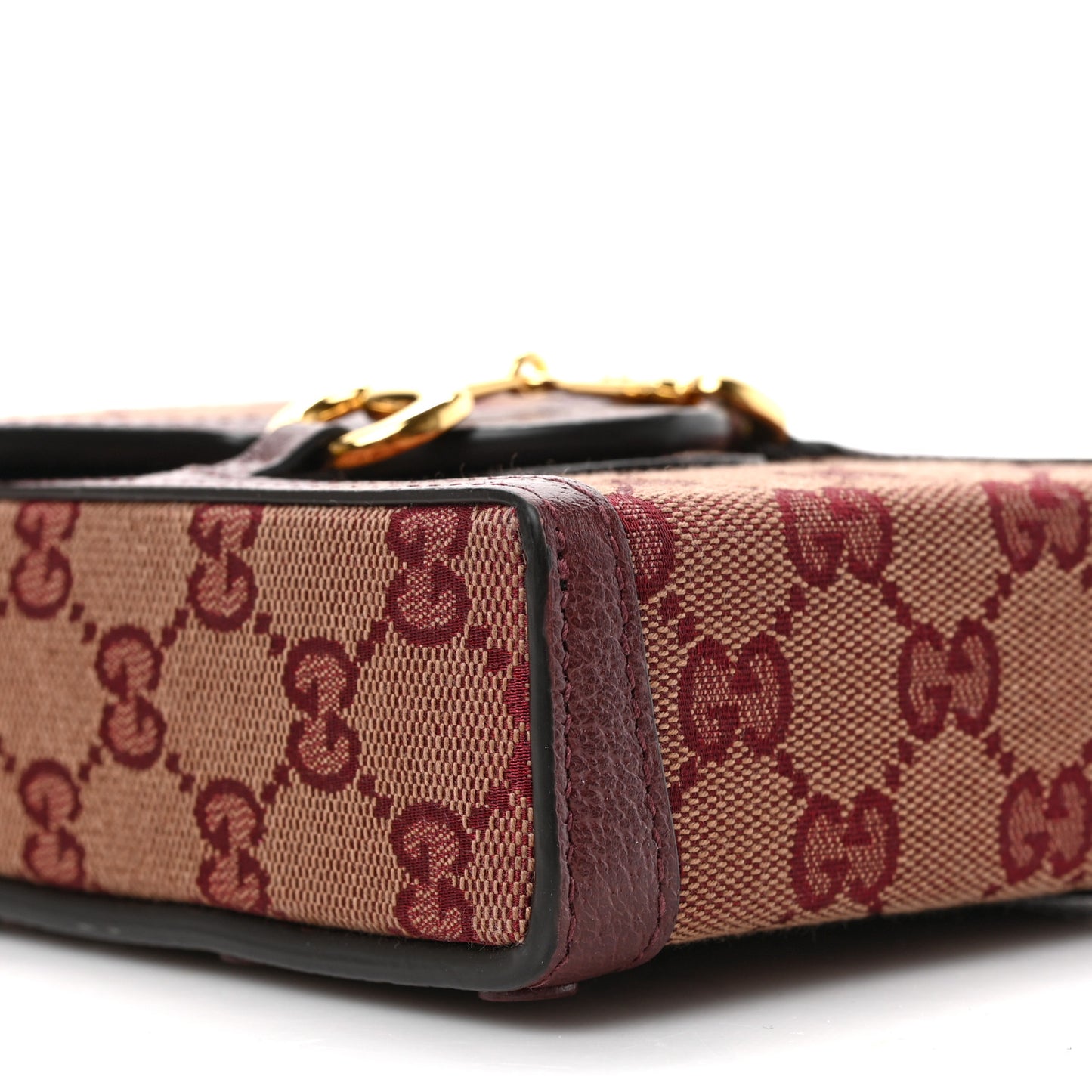 Monogram Textured Dollar Calfskin Mini Horsebit 1955 Crossbody Bag Sahara Rubino Chardonnay