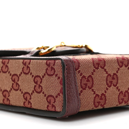 Gucci Monogram Textured Dollar Calfskin Mini Horsebit 1955 Crossbody Bag Sahara Rubino Chardonnay 12 of 15