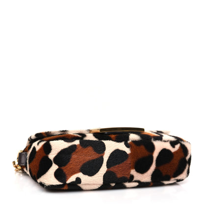 Fendi Calf Hair Leopard Print Mini Baguette Pink Brown 4 of 9