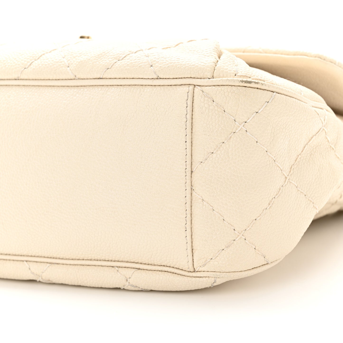 Crumpled Grained Calfskin Medium Coco Pleats Messenger Flap Dark White