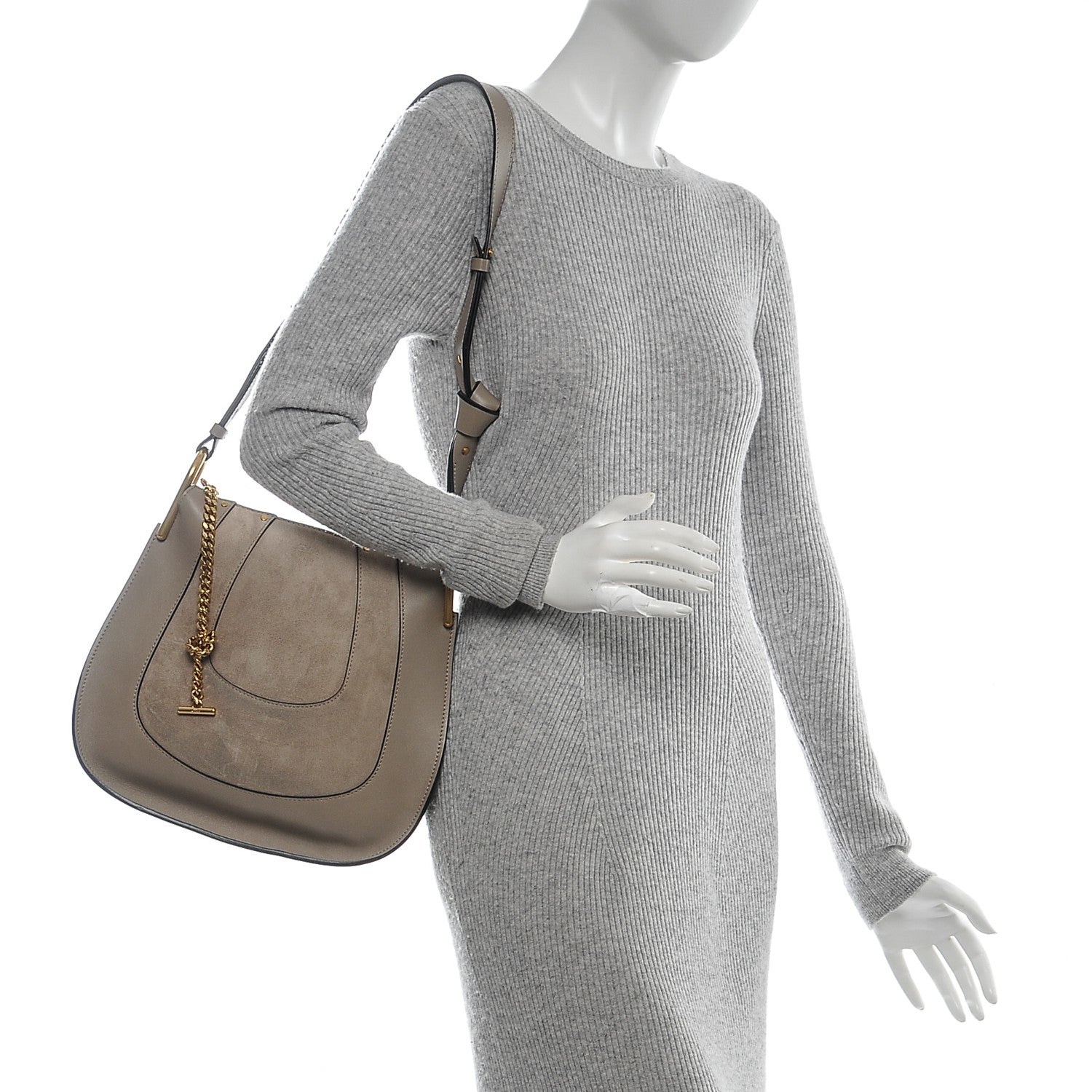 Chloe Calfskin Suede Small Hayley Hobo Cashmere Grey 2 of 6