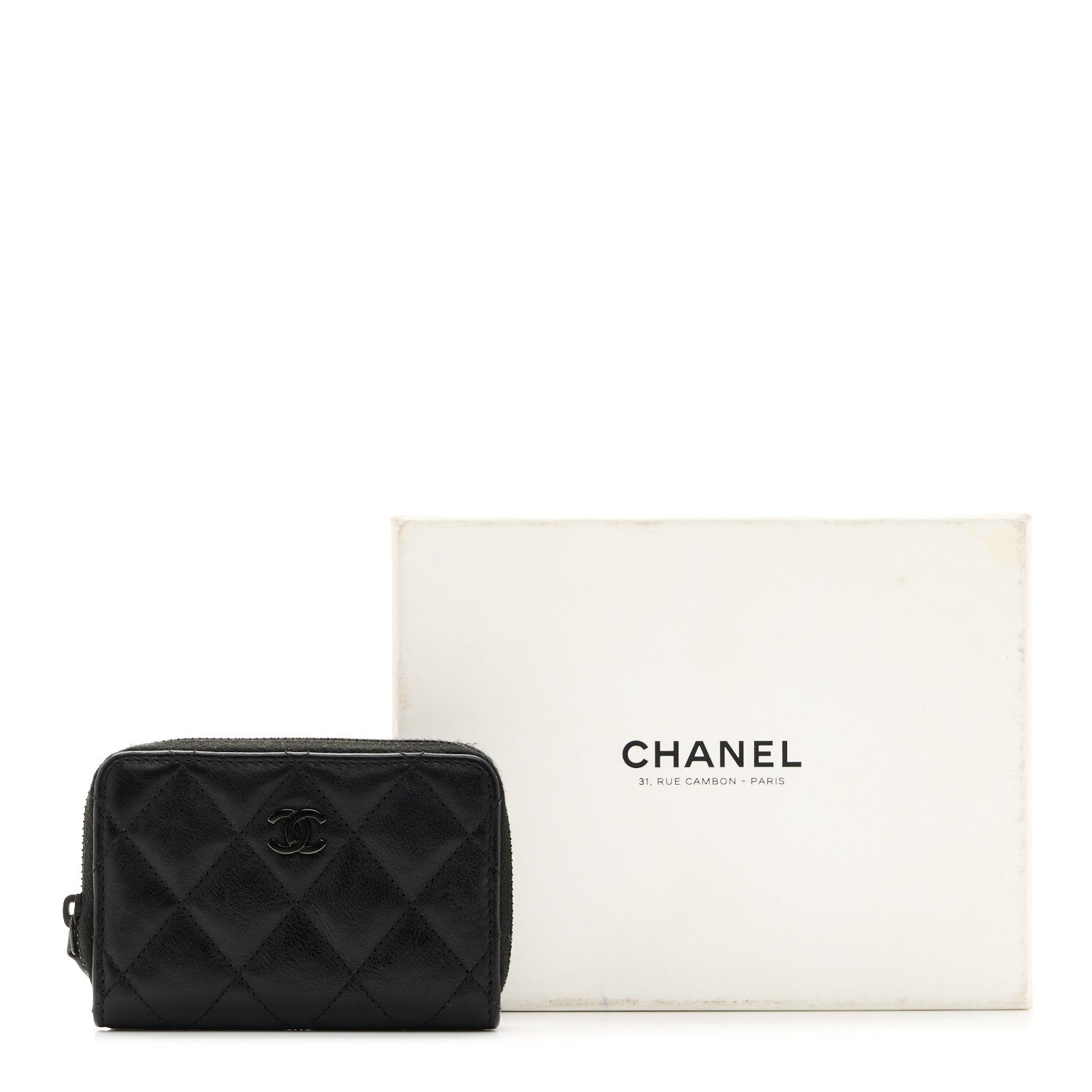 Chanel Lambskin Quilted Zip Coin Purse So Black 1772893 – FASHIONPHILE