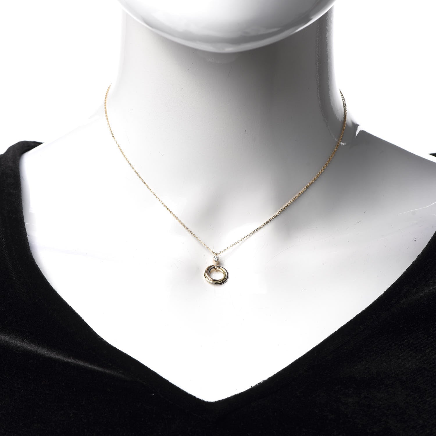 Cartier 18K Pink Yellow White Gold Diamond Trinity Pendant Necklace 2 of 5