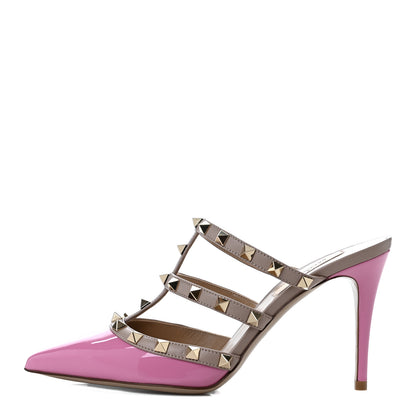 Valentino Garavani Patent Rockstud 90mm Cage Mules 37 Pink Orchid Poudre 1 of 9