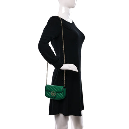 Gucci Azalea Calfskin Enamel Matelasse Diagonal Super Mini Torchon GG Marmont Shoulder Bag New Shamarock Emerald 2 of 10
