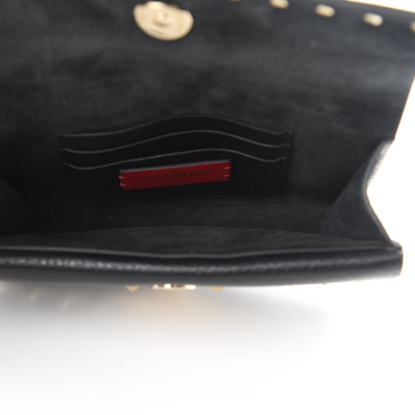 Grainy Calfskin Rockstud Double Flap Belt Bag Black