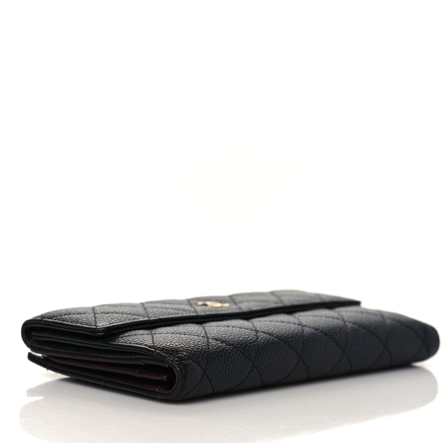 Caviar Quilted CC French Flap Wallet Black