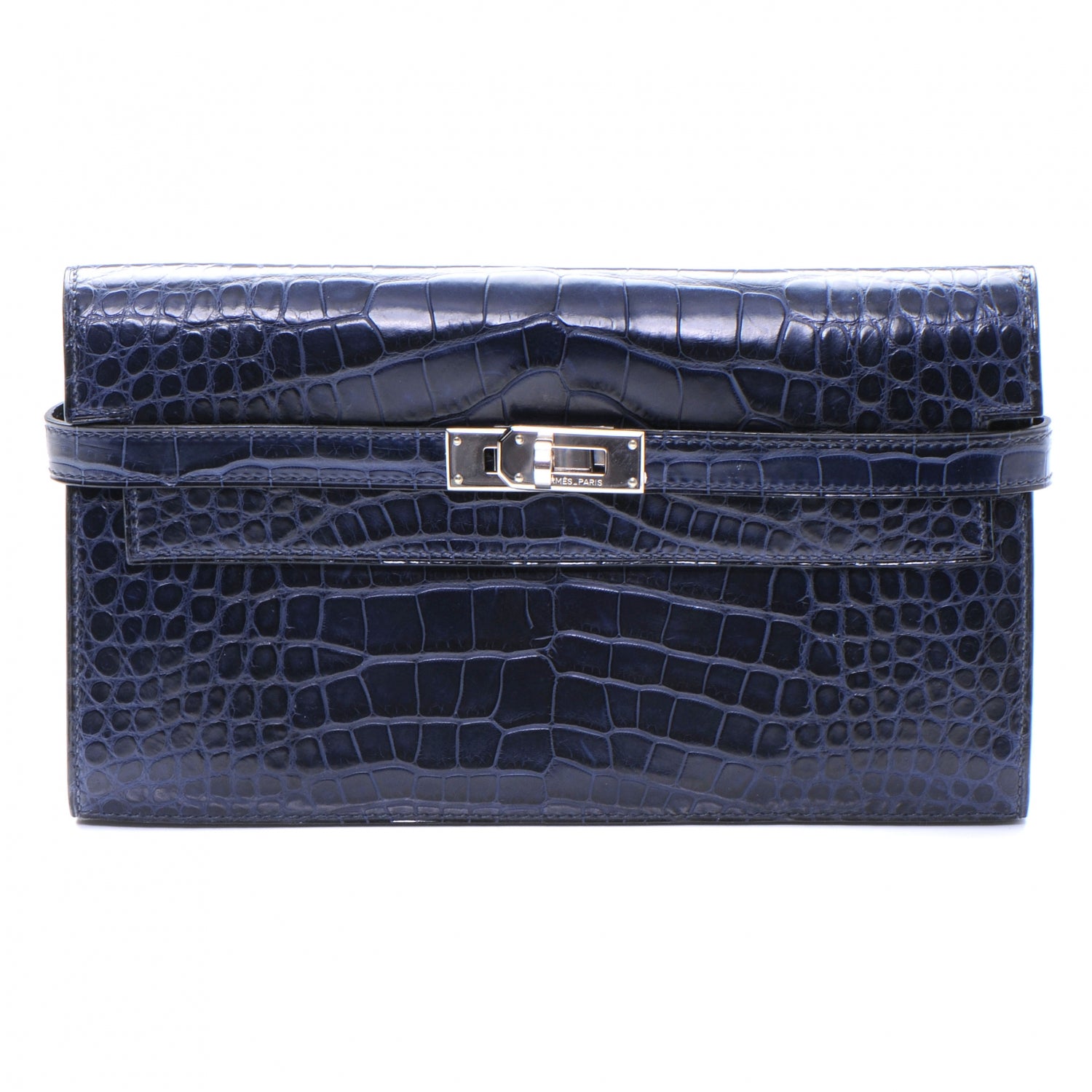 Hermes Matte Alligator Kelly Longue Wallet Bleu Abysse 1 of 9