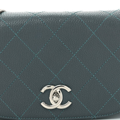 Chanel Grained Calfskin Stitched Small Messenger Flap Bag Teal 8 of 10