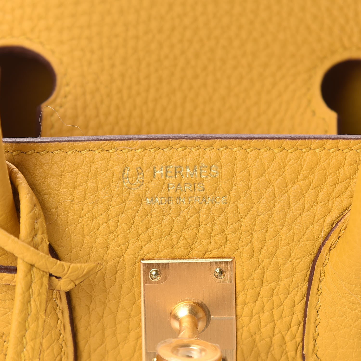 Hermes Togo Horseshoe Birkin 25 Jaune Ambre 8 of 12