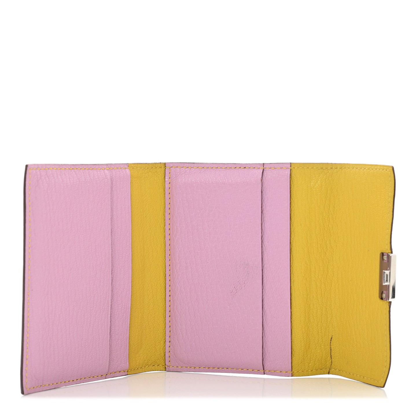 Chevre Mysore Mini Clic Card Holder Mauve Sylvestre Jaune de Naples