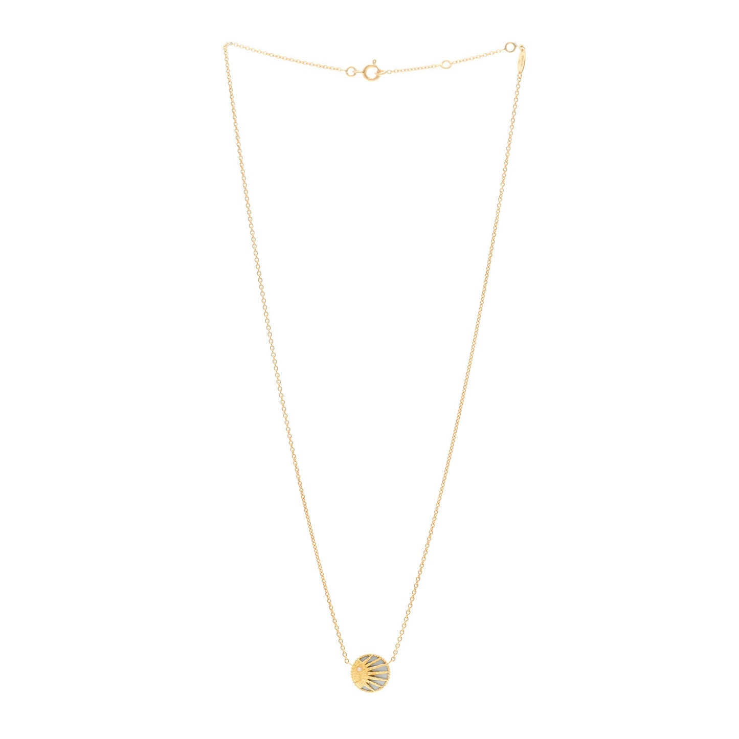 18K Yellow Gold Diamond Black Onyx Mother of Pearl Rose Celeste Pendant Necklace