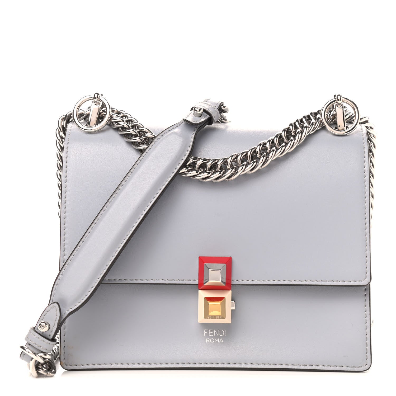 Fendi Vitello Liberty Studded Small Kan I Shoulder Bag Ardesia Multicolor 1 of 8