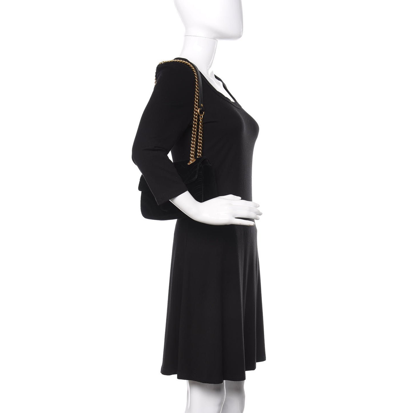 Velvet Matelasse Mini GG Marmont Shoulder Bag Black